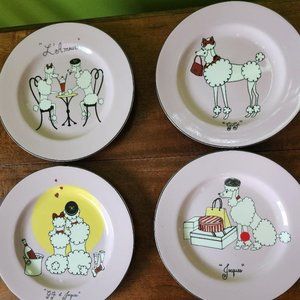 Pink Poodle Luncheon Plates - 8 inches in size